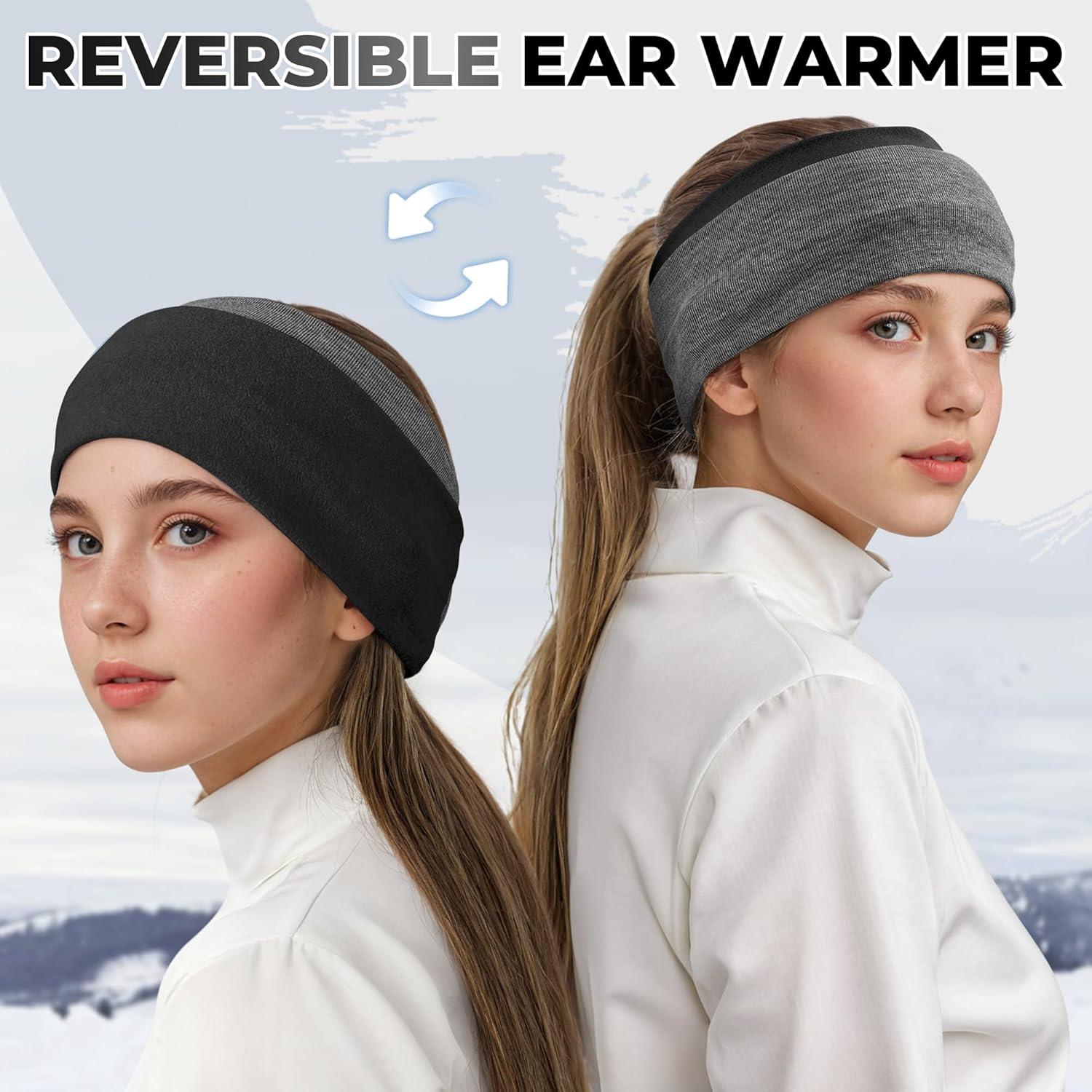 imageSukeen Winter Headbands for Women DoubleLayer Ear Warmers Womens Winter Headband for Running Cycling Sports Gray Brown Size LBlack Gray
