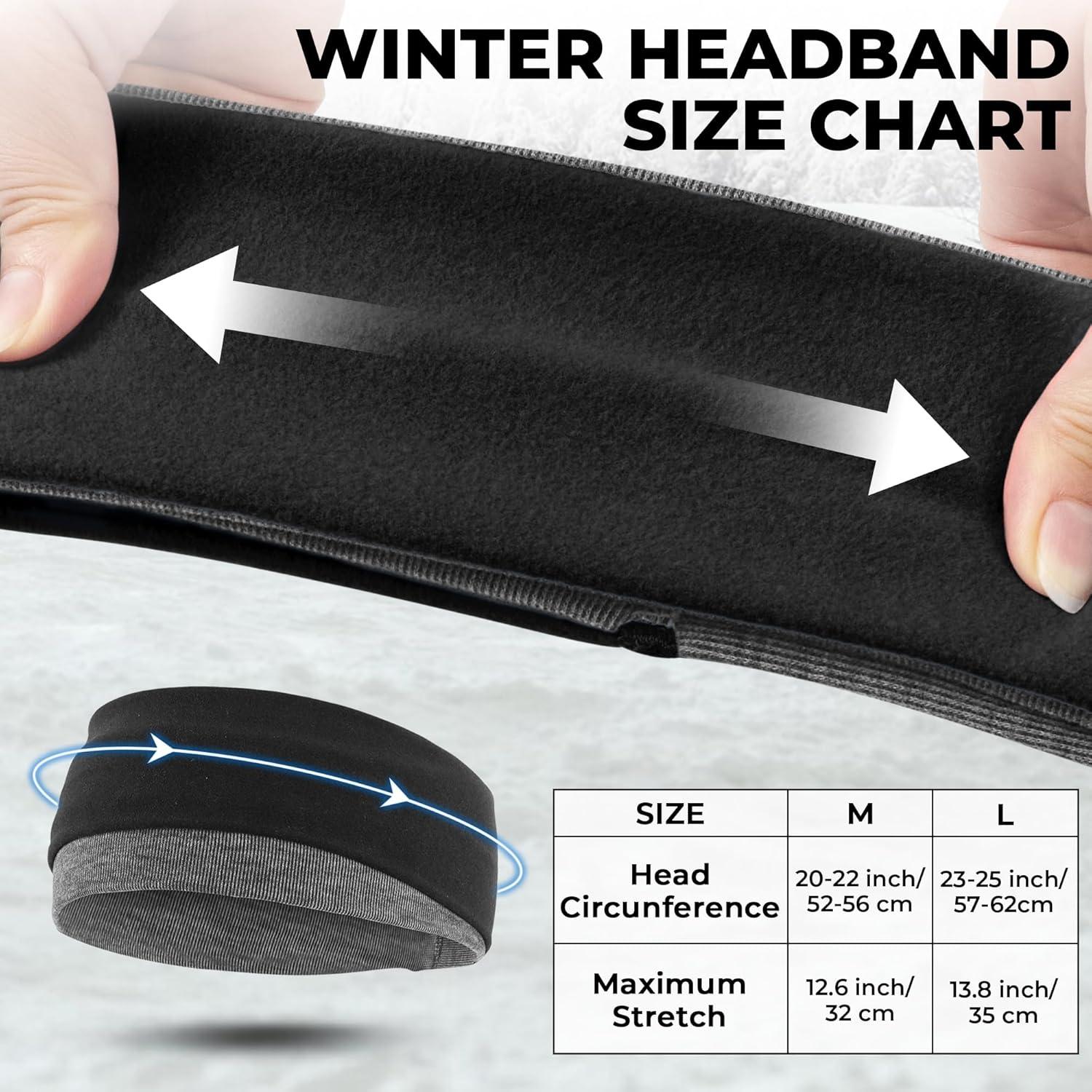 imageSukeen Winter Headbands for Women DoubleLayer Ear Warmers Womens Winter Headband for Running Cycling Sports Gray Brown Size LBlack Gray