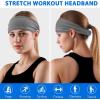imageSukeen Workout Headbands for Women Moisture Wicking Sweat Band Headbands Non Slip Elastic Sweatbands Sports Headband for Yoga Running Gym FitnessBlackDark GrayGray