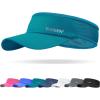 imageSukeen Sports Sun Visor Men Women Lightweight Packable Cooling Stretchy Visor Hat for Running Tennis GolfTeal Blue