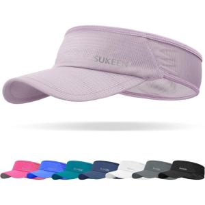 imageSukeen Sports Sun Visor Men Women Lightweight Packable Cooling Stretchy Visor Hat for Running Tennis GolfLight Purple