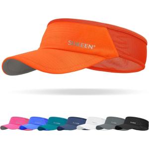 imageSukeen Sports Sun Visor Men Women Lightweight Packable Cooling Stretchy Visor Hat for Running Tennis GolfOrange