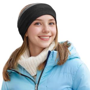 imageSukeen Winter Headbands for Women DoubleLayer Ear Warmers Womens Winter Headband for Running Cycling Sports Gray Brown Size LBlack Gray