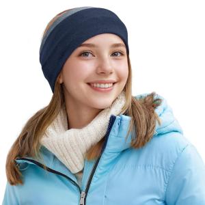imageSukeen Winter Headbands for Women DoubleLayer Ear Warmers Womens Winter Headband for Running Cycling Sports Gray Brown Size LBlue Navy Blue