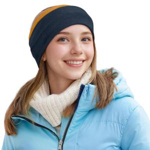 imageSukeen Winter Headbands for Women DoubleLayer Ear Warmers Womens Winter Headband for Running Cycling Sports Gray Brown Size LOrange Dark Blue