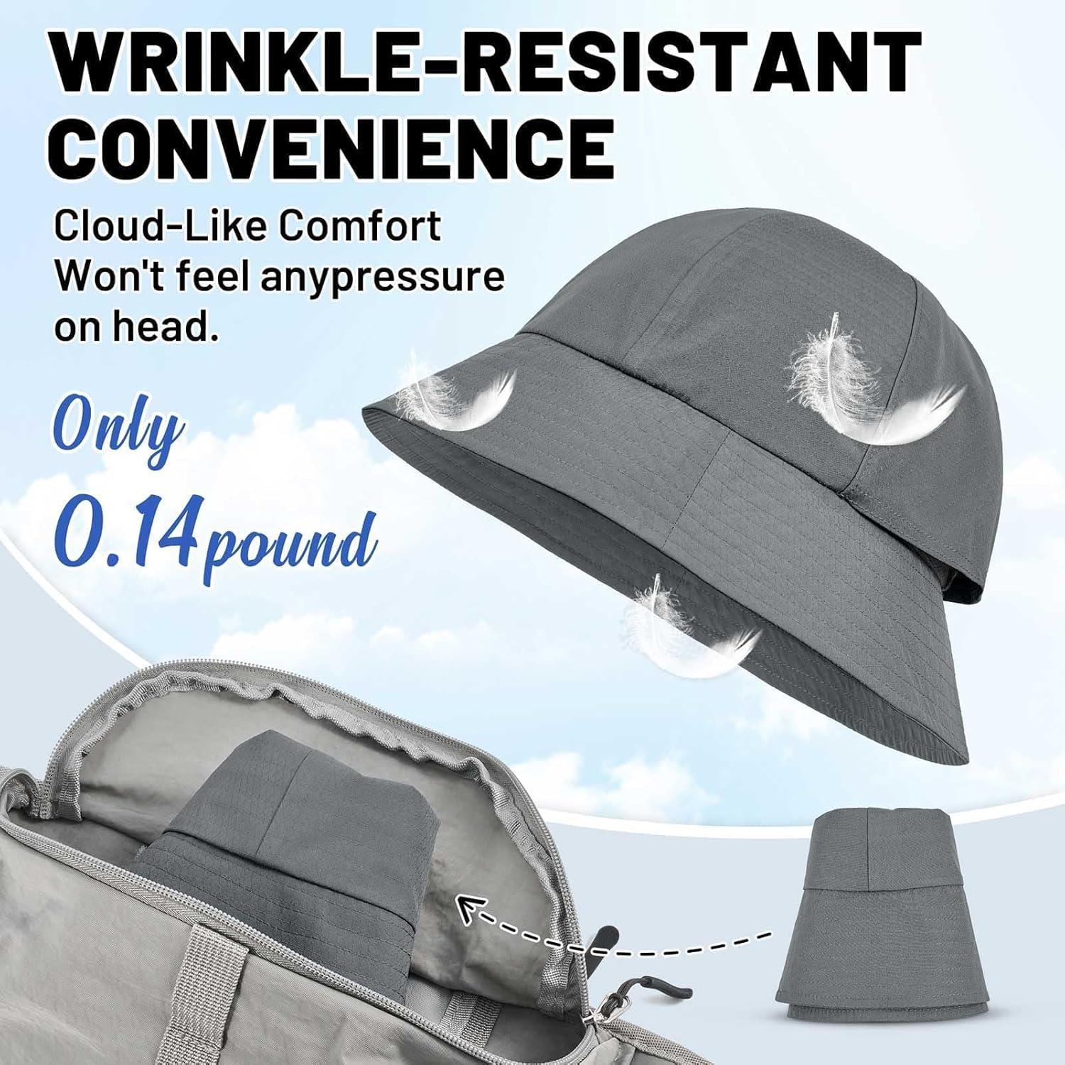 imageSukeen Bucket Hat for Men ampamp Women Lightweight UV Protection 50 Sun Hat with Adjustable Chin Strap Waterproof for HikingGrey