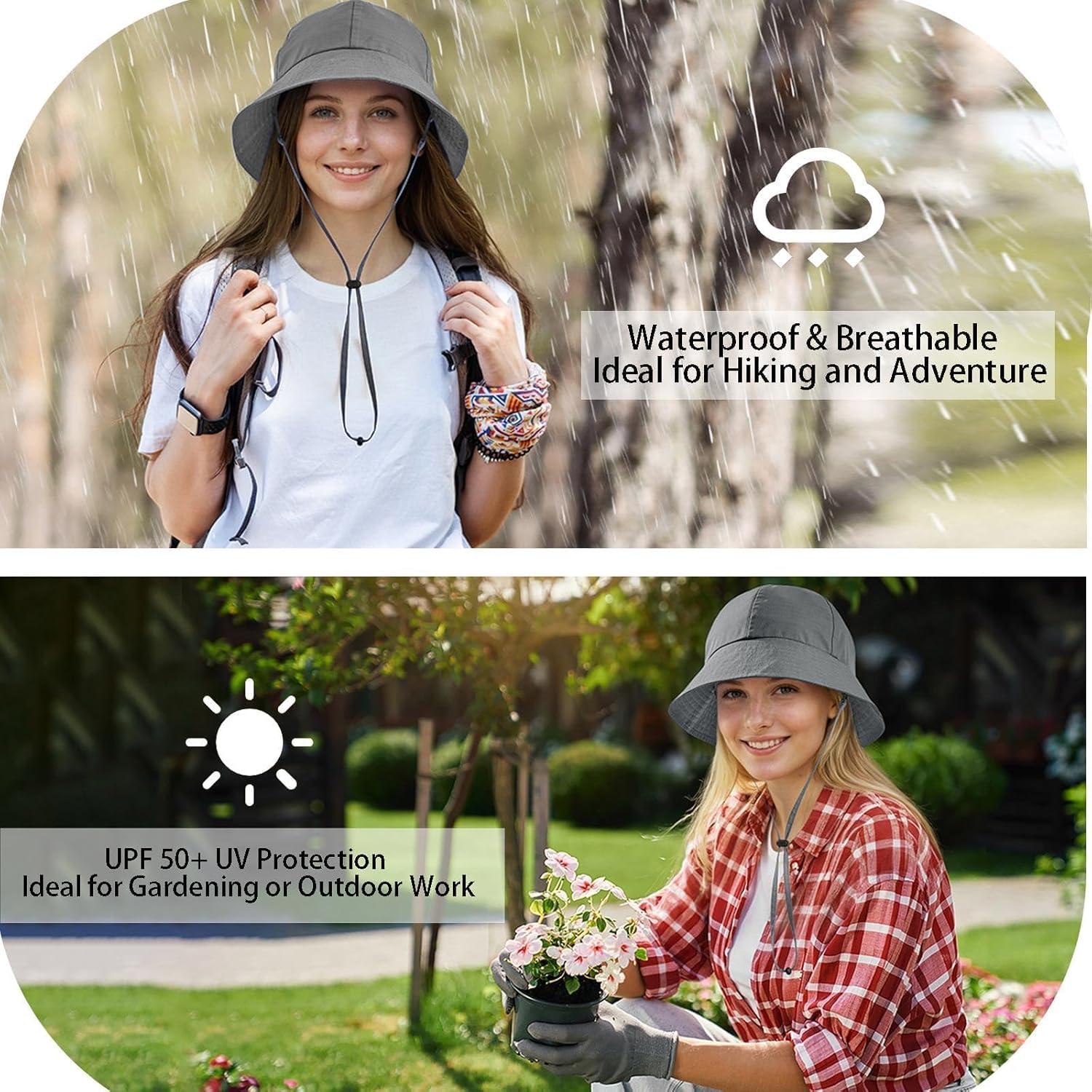 imageSukeen Bucket Hat for Men ampamp Women Lightweight UV Protection 50 Sun Hat with Adjustable Chin Strap Waterproof for HikingGrey