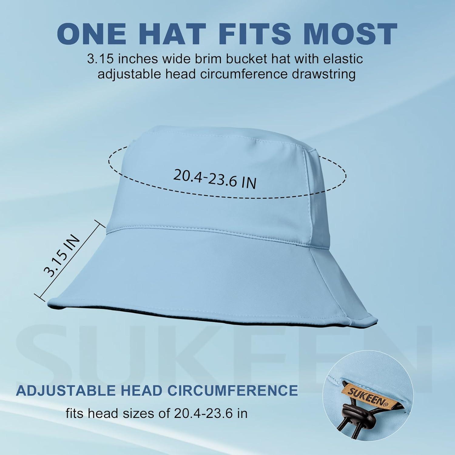 imageSukeen Bucket Hat for Women Men Summer Beach Sun Hat Reversible Packable Adjustable UPF50 Cooling Hat for Hiking FishingLight BlueBlack
