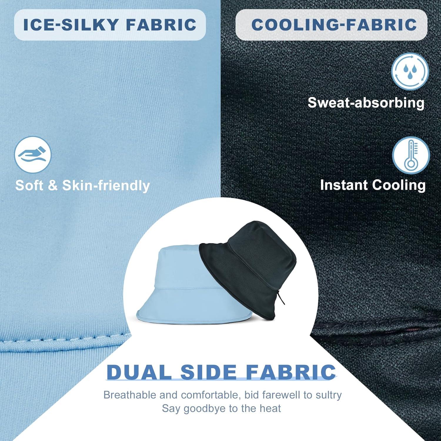 imageSukeen Bucket Hat for Women Men Summer Beach Sun Hat Reversible Packable Adjustable UPF50 Cooling Hat for Hiking FishingLight BlueBlack