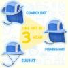 imageSukeen Kids Sun Hats with Neck Flap 3 Ways to Wear Foldable Bucket Hat for Girls Boys Lightweight Kids Beach Hat for OutdoorsBlue