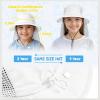 imageSukeen Kids Sun Hats with Neck Flap 3 Ways to Wear Foldable Bucket Hat for Girls Boys Lightweight Kids Beach Hat for OutdoorsWhite