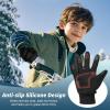 imageSukeen Kids Winter Gloves Touchscreen AntiSlip Kids Cycling Gloves for Kids Boys Girls Lightweight Boys Gloves for Running Cycling Biking Sports OutdoorBlack