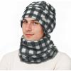 imageSukeen Winter Beanie Hat Scarf Set for Men Women Warm Hat with Faux Fleece Neck Warmer Cold Weather Caps for Cycling OutdoorBlack and White Grid