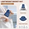 imageSukeen Winter Bucket Hat Women Men Lightweight Cotton Filled Warm Hat Waterproof Adjustable Fisherman Hat for Hiking TravelBlue