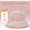 imageSukeen Winter Bucket Hat for Women Faux Fur Warm Hat Trendy Reversible Hats Windproof Fluffy Fisherman Cap for OutdoorPink