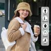 imageSukeen Winter Bucket Hat for Women Men Double Side Wear Warm Hat Faux Fur Plush Winter Hat Trendy Fisherman Cap for DailyKhakibeige