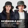 imageSukeen Winter Bucket Hat for Women Men Lightweight Insulated Warm Hat Waterproof Adjustable Fisherman Hat for Hiking Travel Black