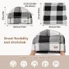 imageSukeen Womens Winter Beanie Hat Scarf Set Elastic Snow Skull Cap Prints Warm Soft Hat for Cold WeatherBlack and White Plaid