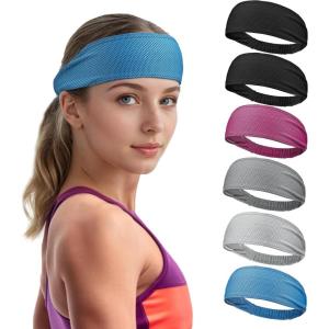 imageSukeen Cooling Headbands for Women Instant Cooling Moisture Wicking NonSlip Sweatbands for Women Elastic Sweat Bands Headbands for Running Yoga Gym Athletic Sports WorkoutsBlackDark GrayGrayRose RedBlue