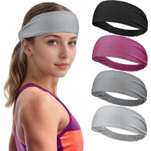 imageSukeen Cooling Headbands for Women Instant Cooling Moisture Wicking NonSlip Sweatbands for Women Elastic Sweat Bands Headbands for Running Yoga Gym Athletic Sports WorkoutsBlackDark GrayGrayRose Red