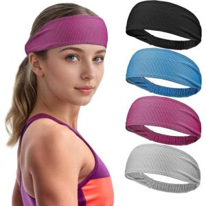 imageSukeen Cooling Headbands for Women Instant Cooling Moisture Wicking NonSlip Sweatbands for Women Elastic Sweat Bands Headbands for Running Yoga Gym Athletic Sports WorkoutsBlackBlueRose RedGray