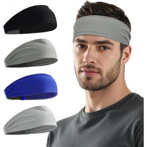 imageSukeen Cooling Sports Headbands for Men Instant Cooling Moisture Wicking Sweatbands NonSlip QuickDry Elastic Fabric Mens Headband for Gym Running Tennis Training WorkoutBlackDark GrayRoyal BlueGray