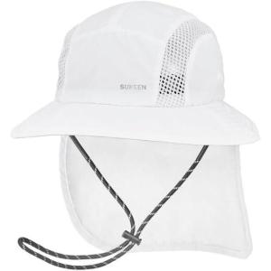 imageSukeen Kids Sun Hats with Neck Flap 3 Ways to Wear Foldable Bucket Hat for Girls Boys Lightweight Kids Beach Hat for OutdoorsWhite