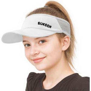 imageSukeen Kids Sun Visor Hats for Girls BoysLightweight Sports Hat UPF50 Sun Hat Cooling Headwear Visor for Running OutdoorsBeige