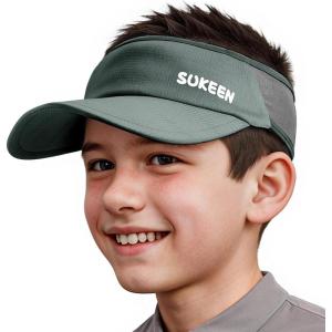 imageSukeen Kids Sun Visor Hats for Girls BoysLightweight Sports Hat UPF50 Sun Hat Cooling Headwear Visor for Running OutdoorsGrey