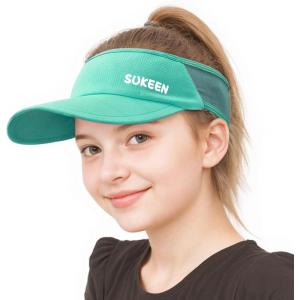 imageSukeen Kids Sun Visor Hats for Girls BoysLightweight Sports Hat UPF50 Sun Hat Cooling Headwear Visor for Running OutdoorsLake Blue
