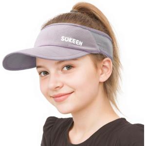 imageSukeen Kids Sun Visor Hats for Girls BoysLightweight Sports Hat UPF50 Sun Hat Cooling Headwear Visor for Running OutdoorsLight Purple