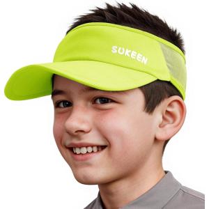 imageSukeen Kids Sun Visor Hats for Girls BoysLightweight Sports Hat UPF50 Sun Hat Cooling Headwear Visor for Running OutdoorsYellow