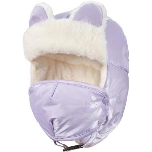 imageSukeen Kids Trapper Hat for Girls Boy Windproof Kids Warm Hat FurLined Earflap Hat with Mask for Cold Snow WeatherLight Purple