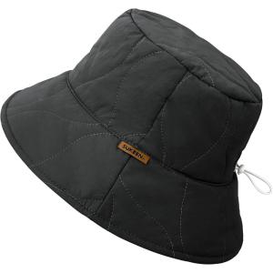 imageSukeen Winter Bucket Hat Women Men Lightweight Cotton Filled Warm Hat Waterproof Adjustable Fisherman Hat for Hiking TravelBlack