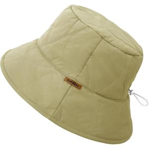 imageSukeen Winter Bucket Hat Women Men Lightweight Cotton Filled Warm Hat Waterproof Adjustable Fisherman Hat for Hiking TravelKhaki