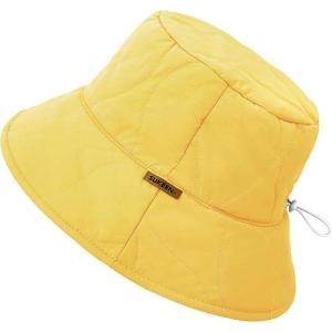 imageSukeen Winter Bucket Hat Women Men Lightweight Cotton Filled Warm Hat Waterproof Adjustable Fisherman Hat for Hiking TravelYellow