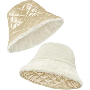 imageSukeen Winter Bucket Hat for Women Faux Fur Warm Hat Trendy Reversible Hats Windproof Fluffy Fisherman Cap for OutdoorBeige