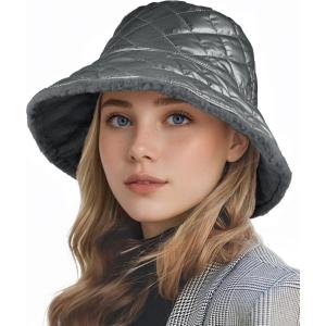 imageSukeen Winter Bucket Hat for Women Faux Fur Warm Hat Trendy Reversible Hats Windproof Fluffy Fisherman Cap for OutdoorDark Gray