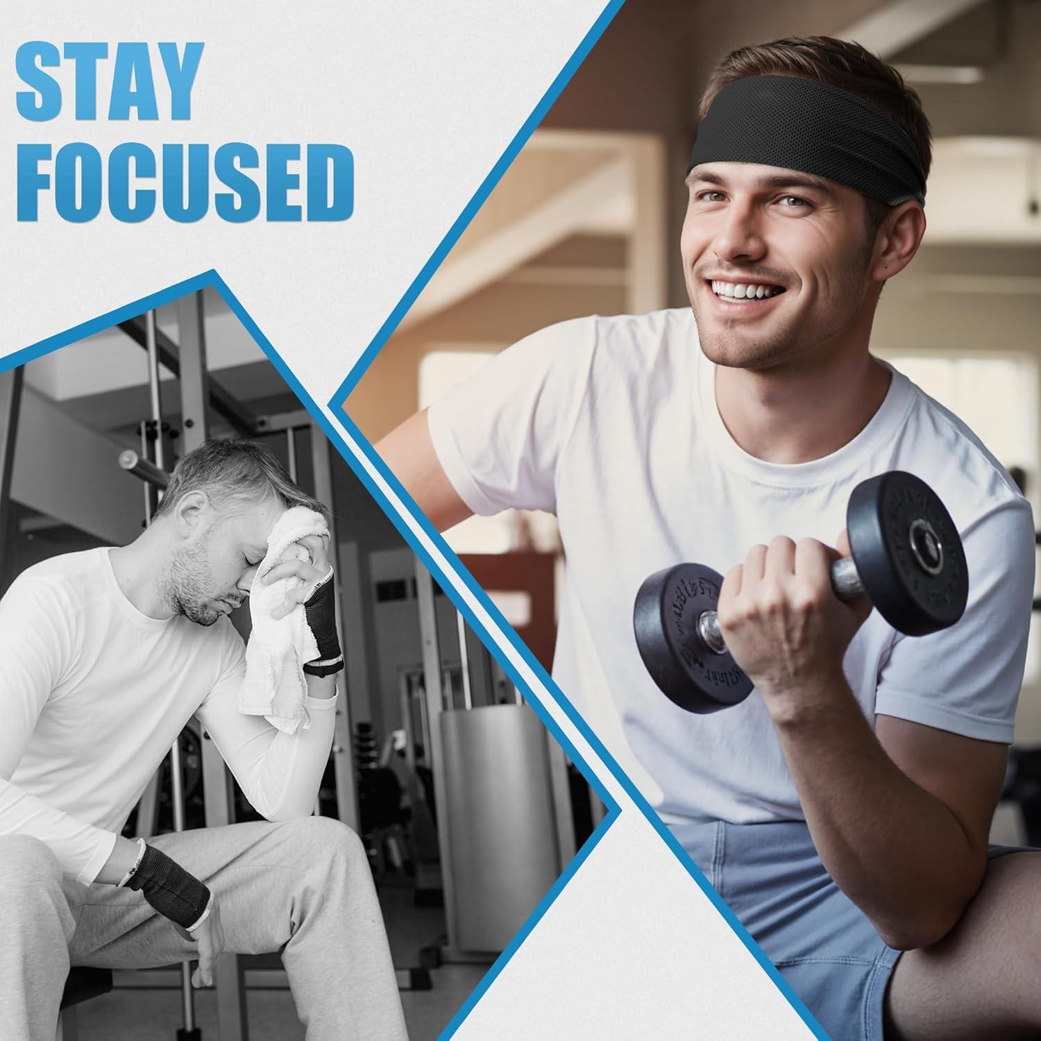 imageSukeen Cooling Sports Headbands for Men 4 Pack