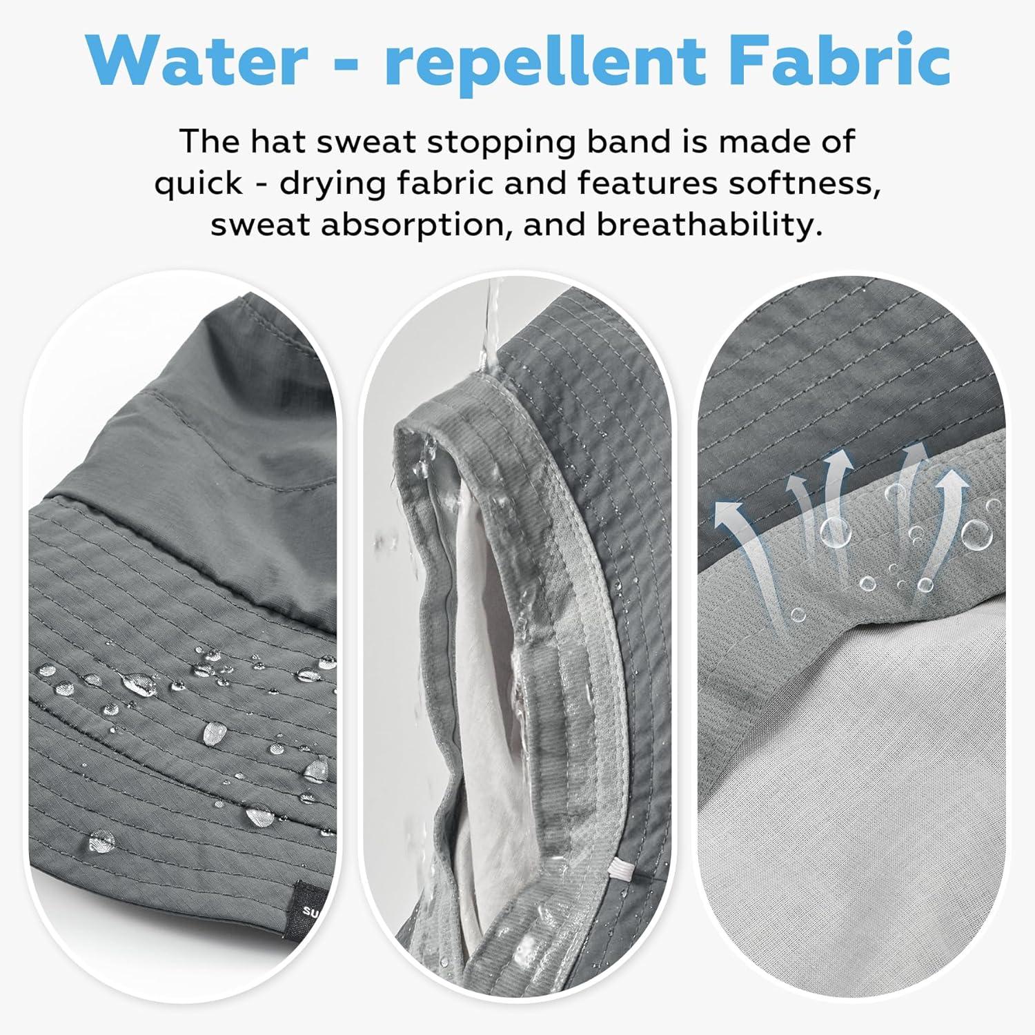 imageSukeen Lightweight Bucket Hat for Women QuickDry Hiking Hat Packable Foldable UV Sun Hat for Outdoor ActivitiesGray