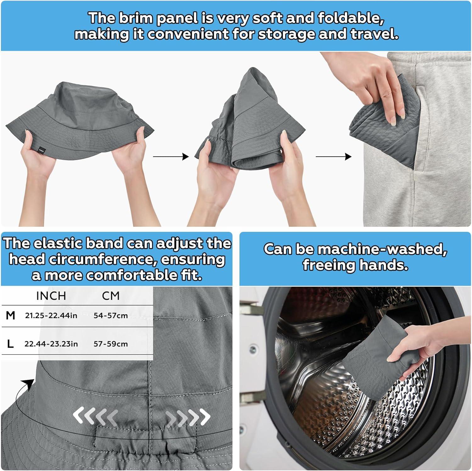 imageSukeen Lightweight Bucket Hat for Women QuickDry Hiking Hat Packable Foldable UV Sun Hat for Outdoor ActivitiesGray