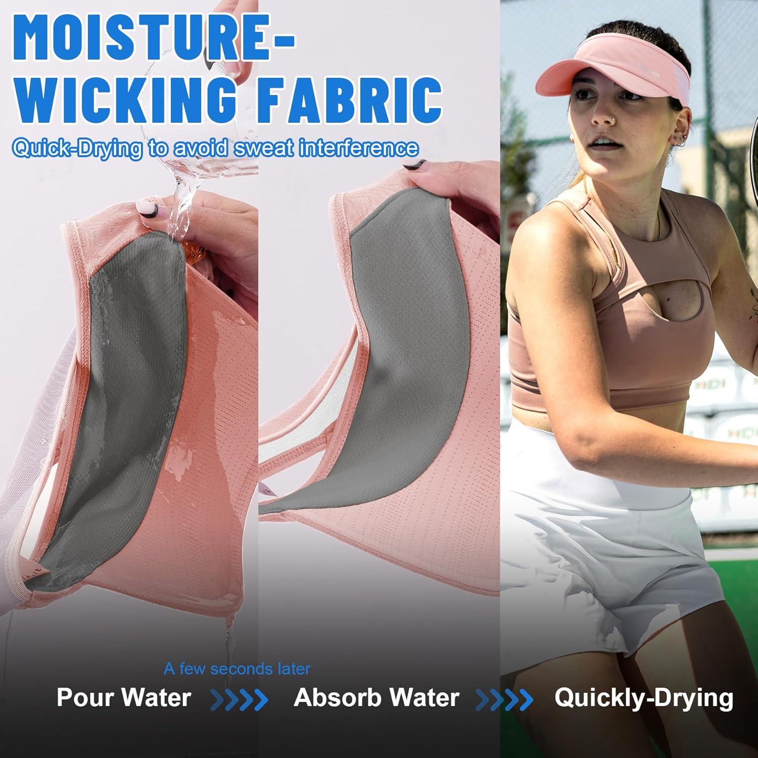 imageSukeen Sports Sun Visor Men Women Lightweight Portable Cooling Stretchy Visor Hat for Running Golf Daily WearPinkPurple