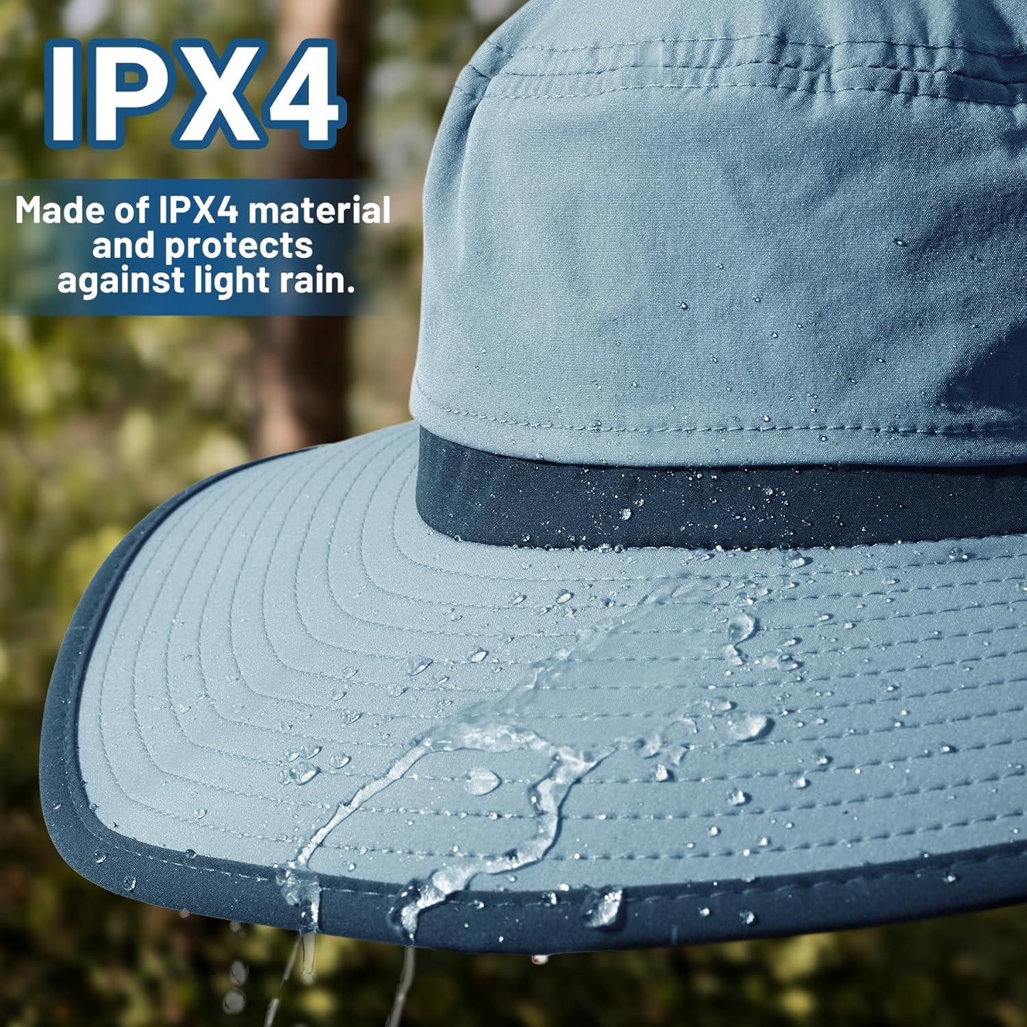 imageSukeen Wide Brim Sun Hats for Men Women Lightweight Fishing Hat UPF50 Foldable Bucket hat for Fishing Hiking BeachAzure