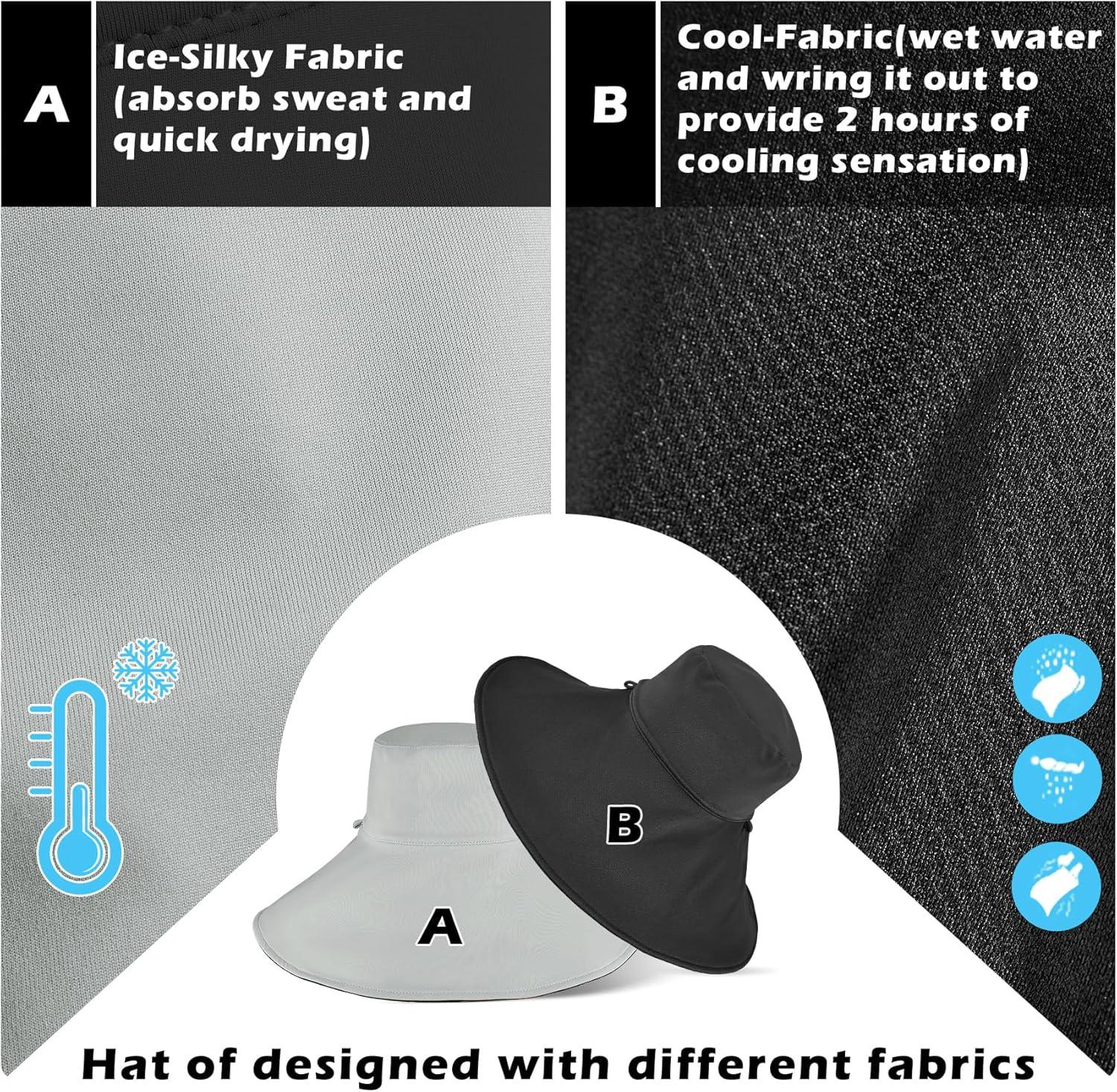 imageSukeen Wide Brim Sun Hats for Women Men Double Sided Wearing Fishing Hats UPF50 Cooling Bucket Hat for Beach Hiking OutdoorGrey