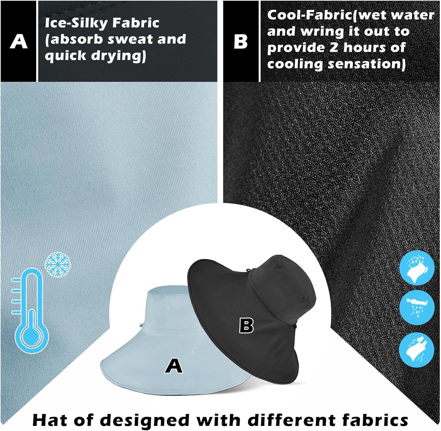 imageSukeen Wide Brim Sun Hats for Women Men Double Sided Wearing Fishing Hats UPF50 Cooling Bucket Hat for Beach Hiking OutdoorLight Blue