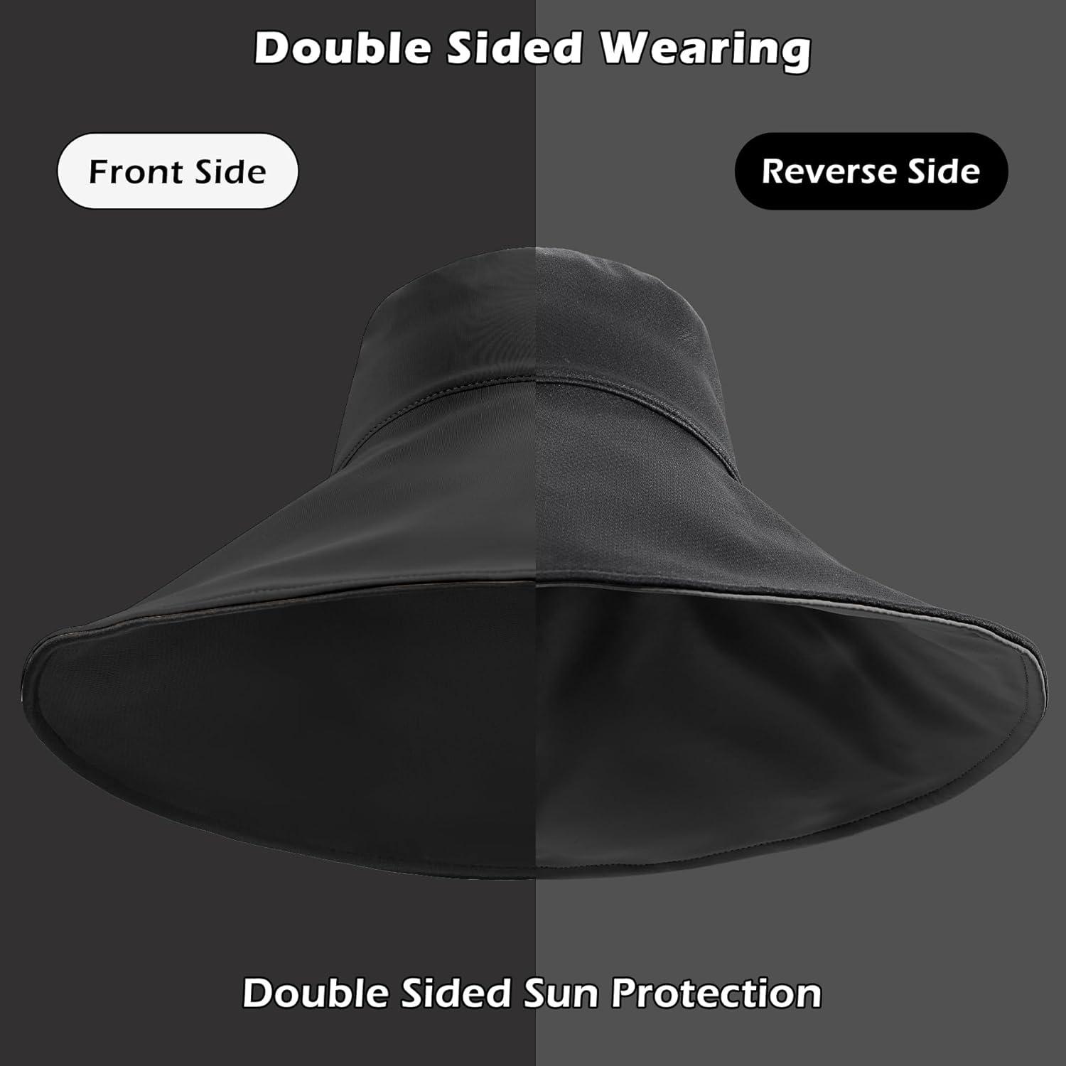 imageSukeen Wide Brim Sun Hats for Women Men Double Sided Wearing Fishing Hats UPF50 Cooling Bucket Hat for Beach Hiking OutdoorRed