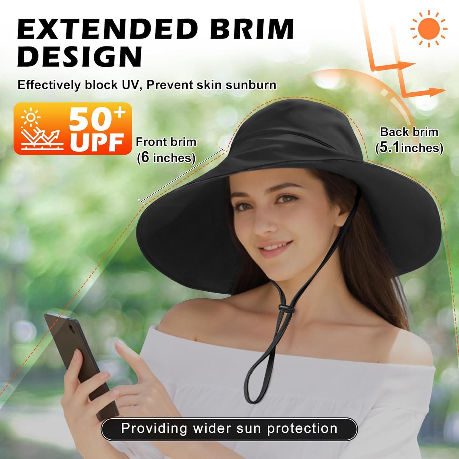 imageSukeen Wide Brim Sun Hats for Women Men Double Sided Wearing Fishing Hats UPF50 Cooling Bucket Hat for Beach Hiking OutdoorRed