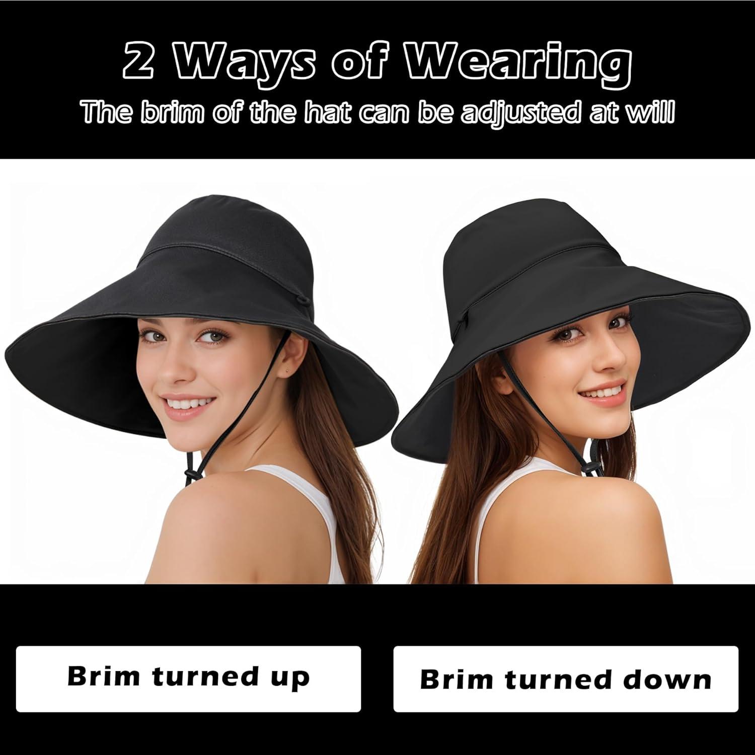 imageSukeen Wide Brim Sun Hats for Women Men Double Sided Wearing Fishing Hats UPF50 Cooling Bucket Hat for Beach Hiking OutdoorRed