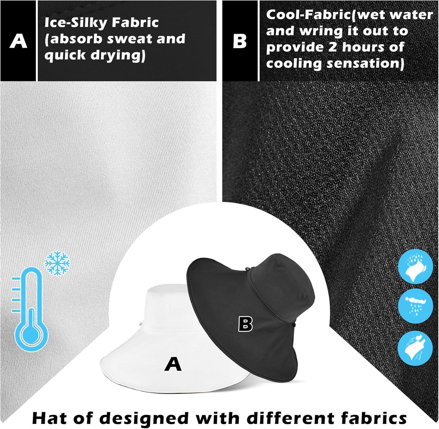 imageSukeen Wide Brim Sun Hats for Women Men Double Sided Wearing Fishing Hats UPF50 Cooling Bucket Hat for Beach Hiking OutdoorWhite