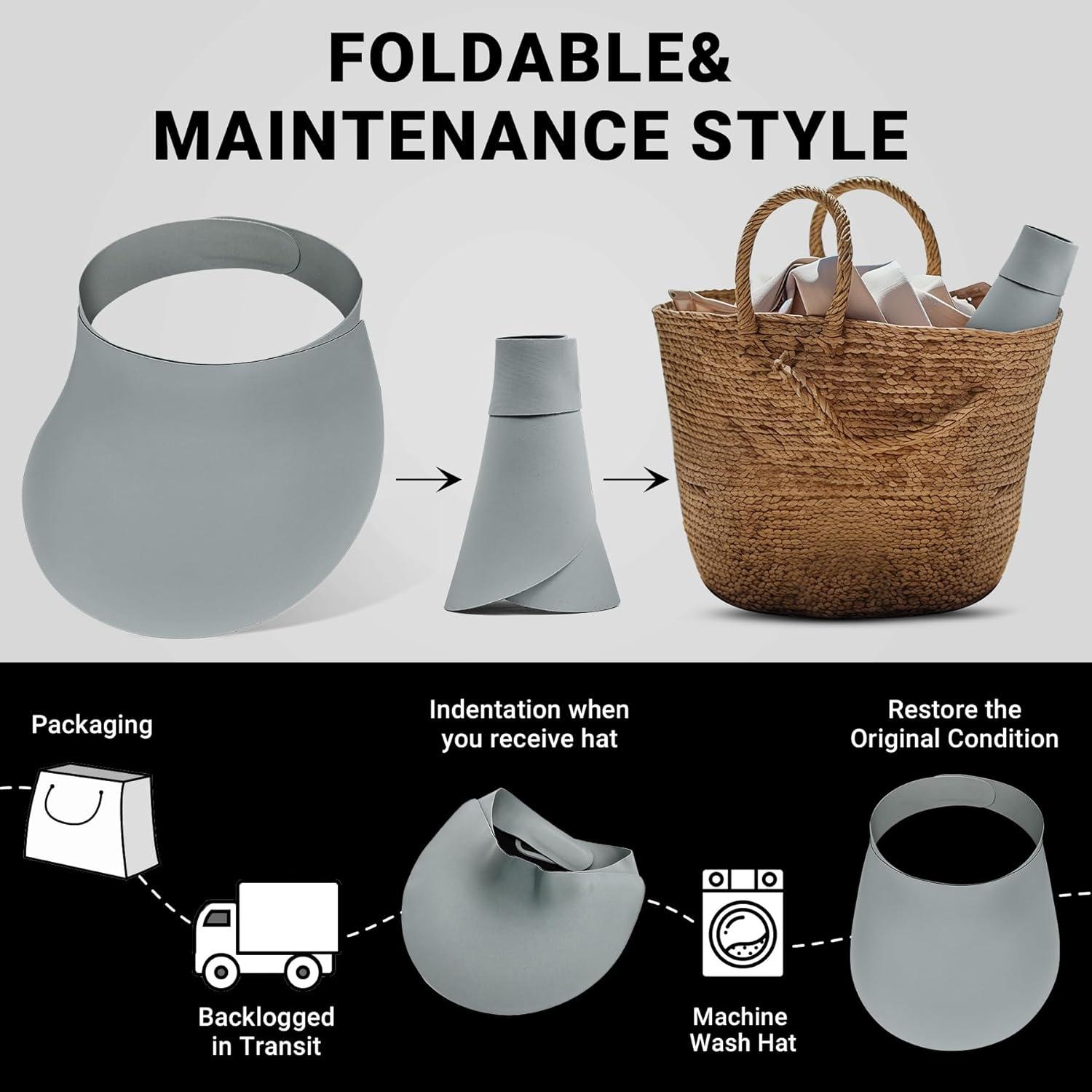 imageSukeen Wide Brim Sun Visor Hat for WomenUPF50 Seamless Sun Hats Lightweight Sports Cap Foldable Ponytail Hat for OutdoorDark Gray